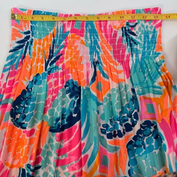 LILLY PULITZER Palm Pineapple Long Maxi Pink Orange Blue Skirt Floral size M - Picture 7 of 16